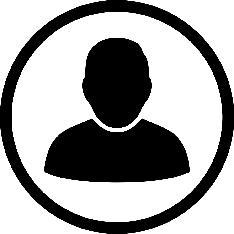 Black circle with black silhouette of man
